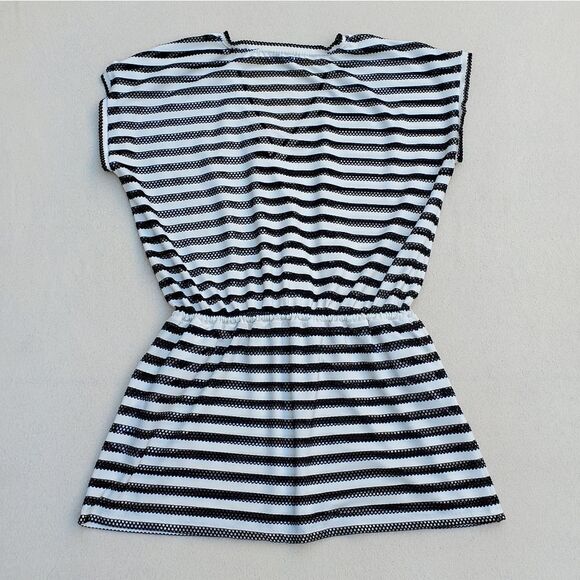 Calvin Klein black and white striped swim suit cover - Picture 9 of 13